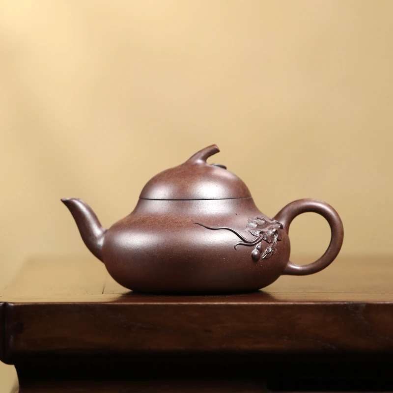 大吉羊柴烧 宜兴紫砂壶茶壶 原矿本山绿泥福禄万代170ml徐雅