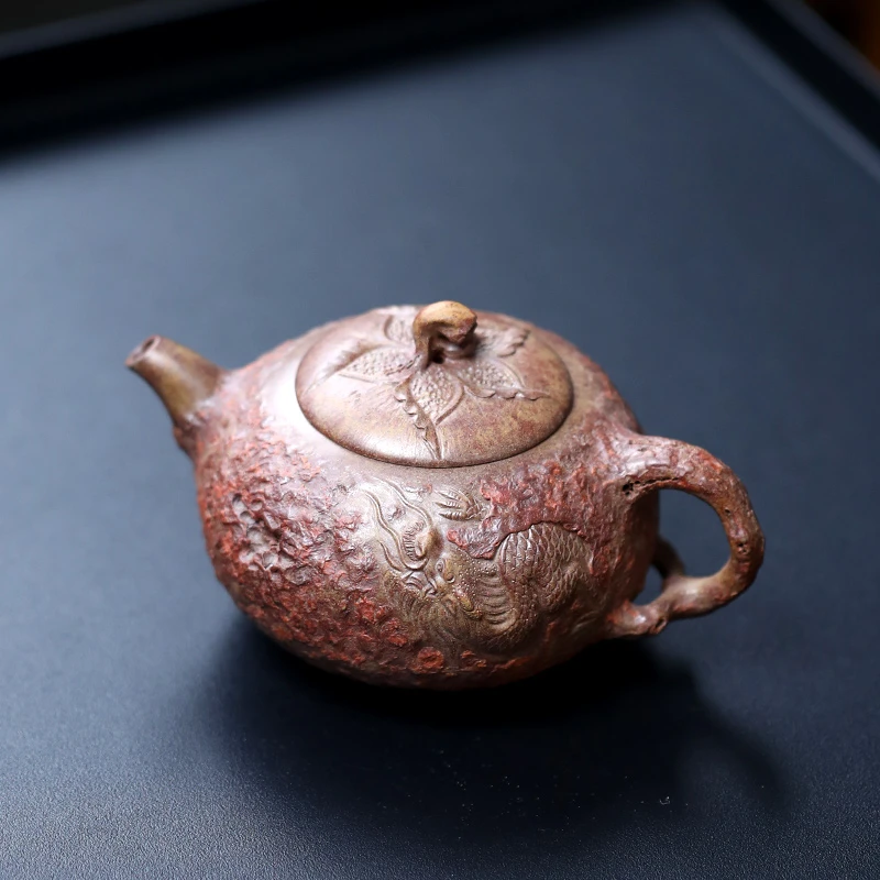 大吉羊柴烧 宜兴紫砂壶茶壶 原矿本山绿泥龙游春色200ml徐顺伟