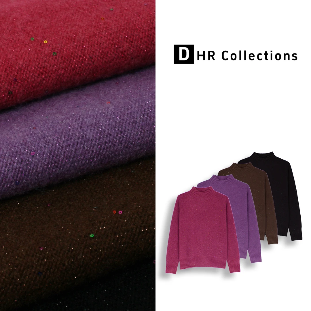 DHR COLLECTTIONS豆豆【亮片】冬季厚款绵羊毛圆领毛衣针织女DD8001