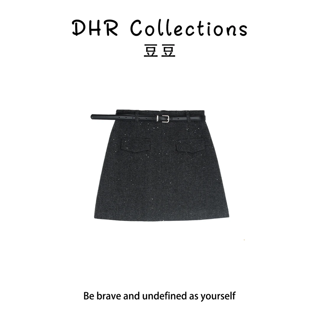 DHR COLLECTTIONS豆豆【背影】冬季厚款时尚星空短裙半身裙女-D8645