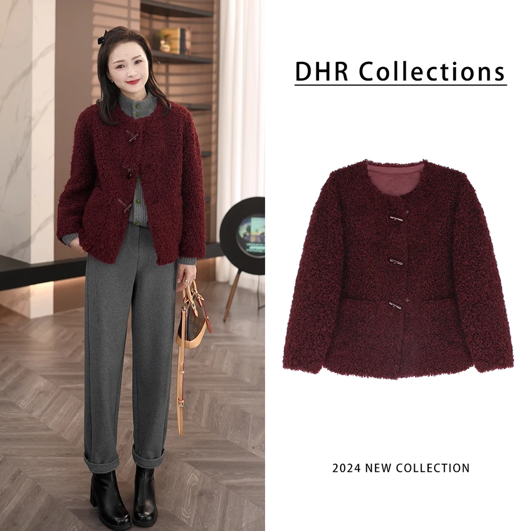 DHR COLLECTTIONS豆豆【溪云】冬季厚款百搭毛毛短外套女-D28869