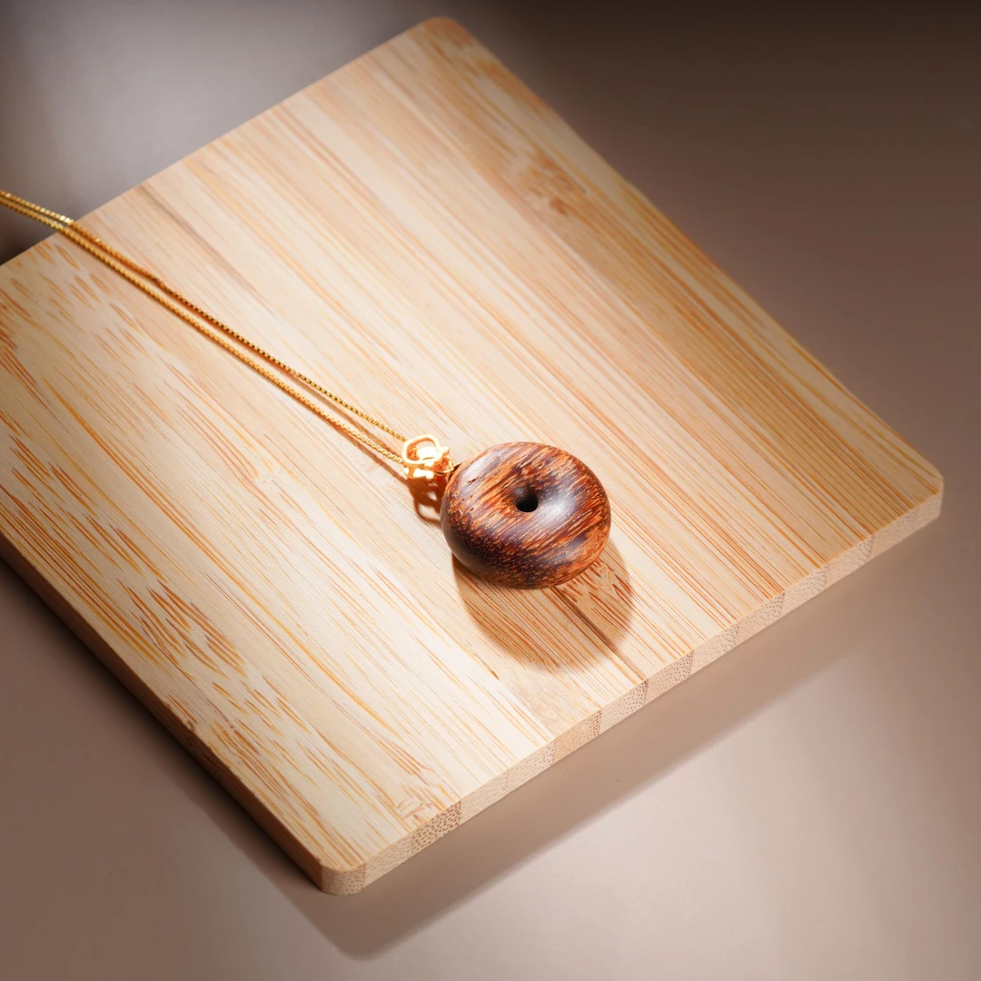 【鼎华沉香】越南芽庄黄棋楠沉水 平安扣锁骨链吊坠