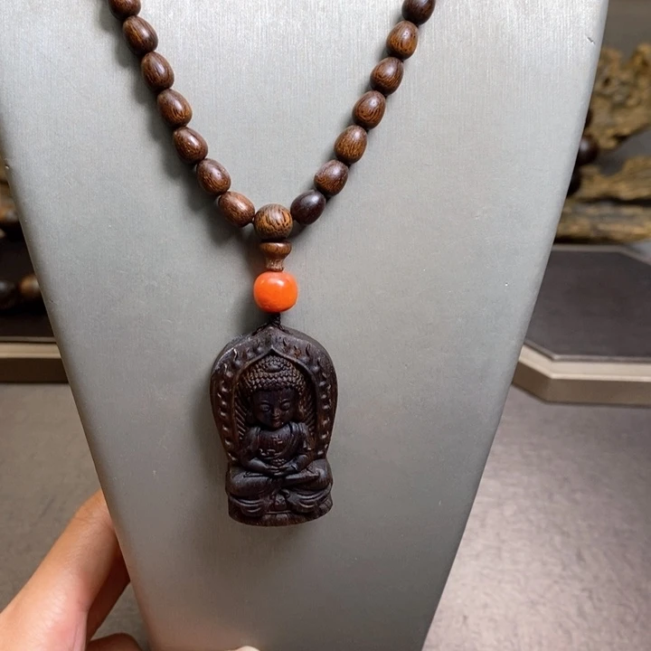 沉香手串越南芽庄水滴黄棋楠➕红土沉香木雕设计