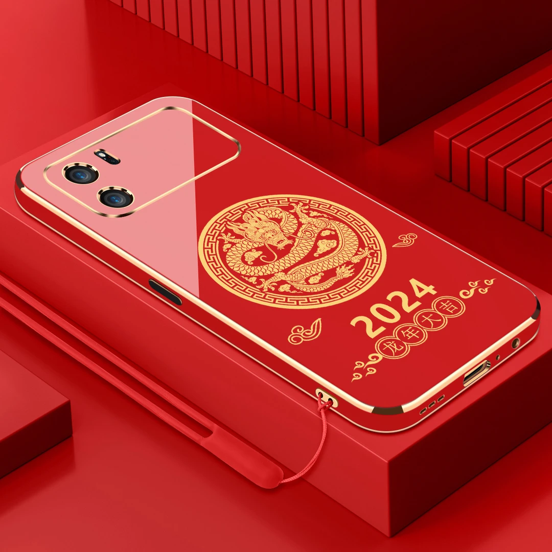 电镀2024龙年适用oppok10手机壳防摔硅胶保护壳直边软壳手机套