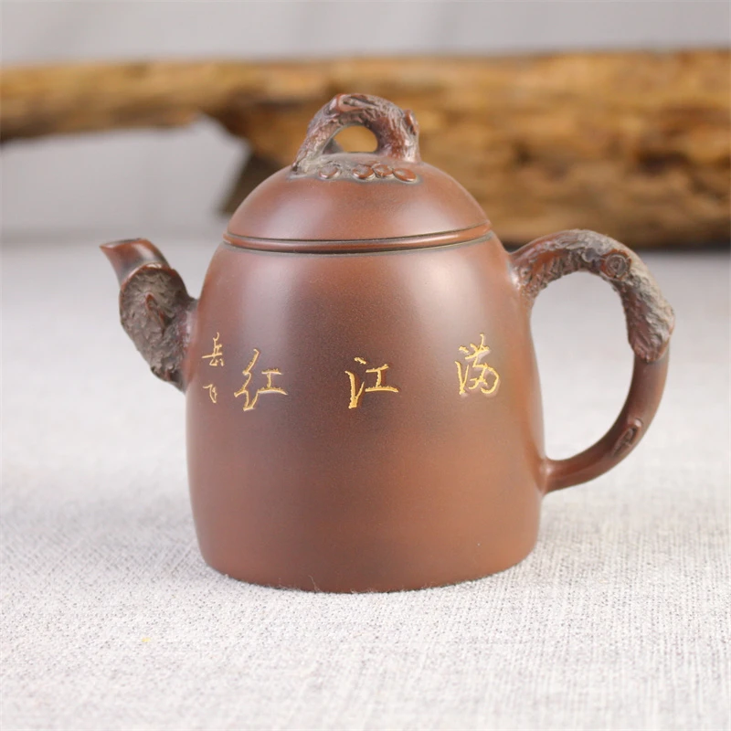 钦州坭兴陶仿生秦权壶 上官清吉制壶/邱一峰书法【满江红】高端茶壶