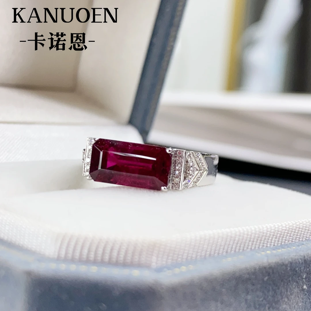 卡诺恩彩宝18k镶嵌钻石天然碧玺戒指时尚气质高雅