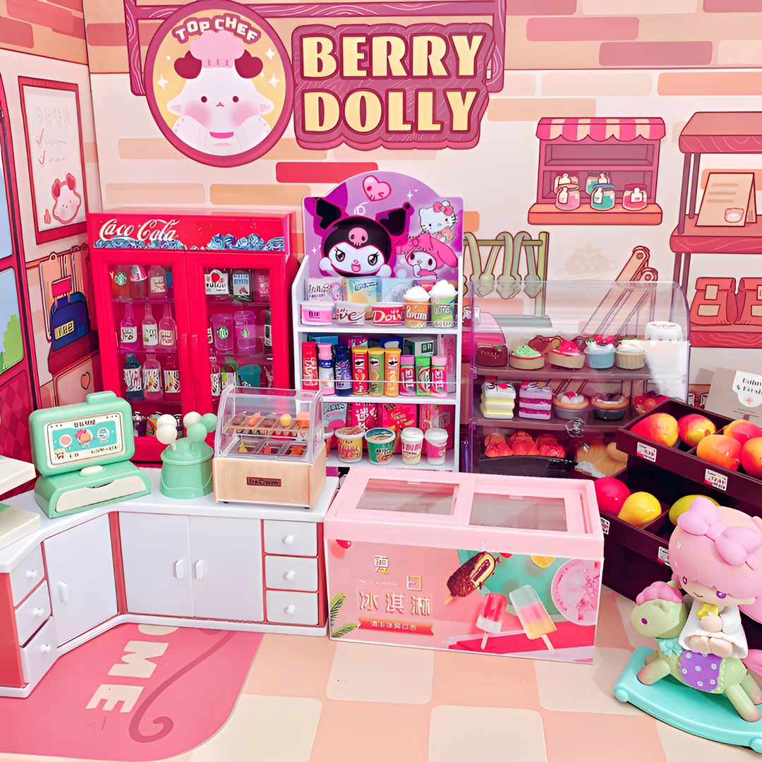 仿真面包店儿童娃娃屋微缩迷你小商店场景食玩过家家小超市玩具