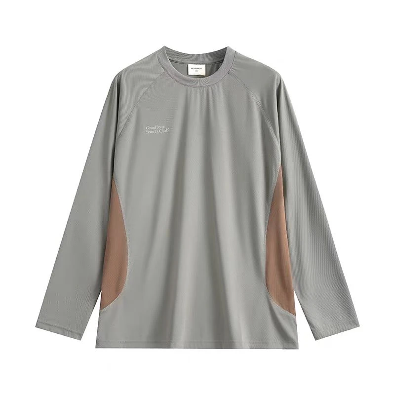 RR24AW空气感长袖运动速干撞色拼接长袖t恤3M反光印花插肩袖tee男
