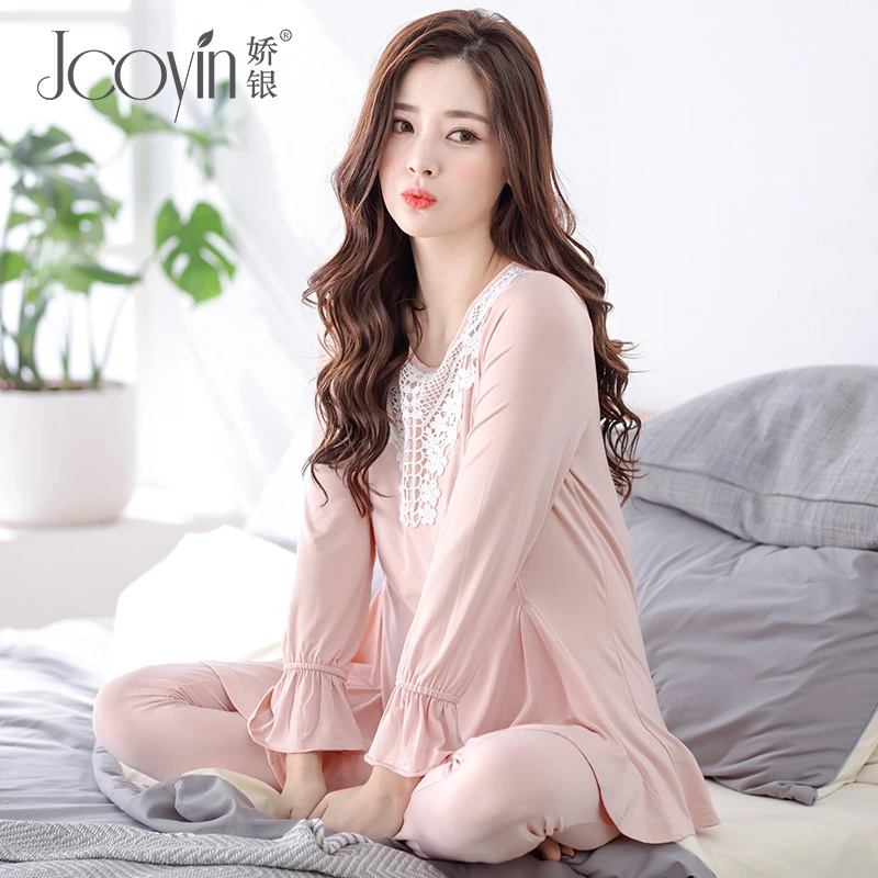 娇银长袖莫代尔月子服孕妇哺乳睡衣夏季薄款产后产妇家居服套装