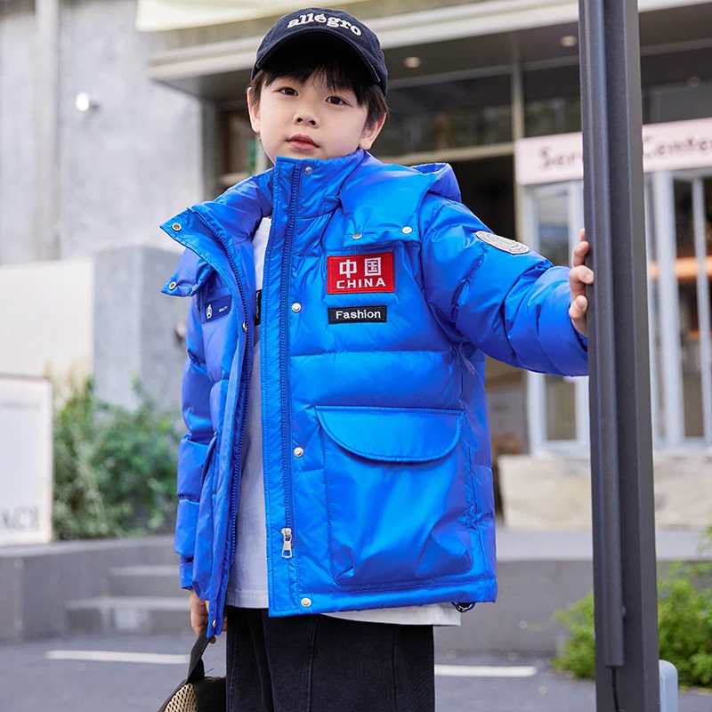 儿童短款羽绒服男女中大童2023新款款白鸭绒保暖加厚宽松国风外套
