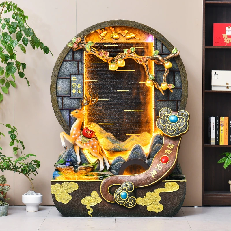 2024新中式【柿柿如意】流水摆件客厅茶室入户玄关公司开业乔迁新居