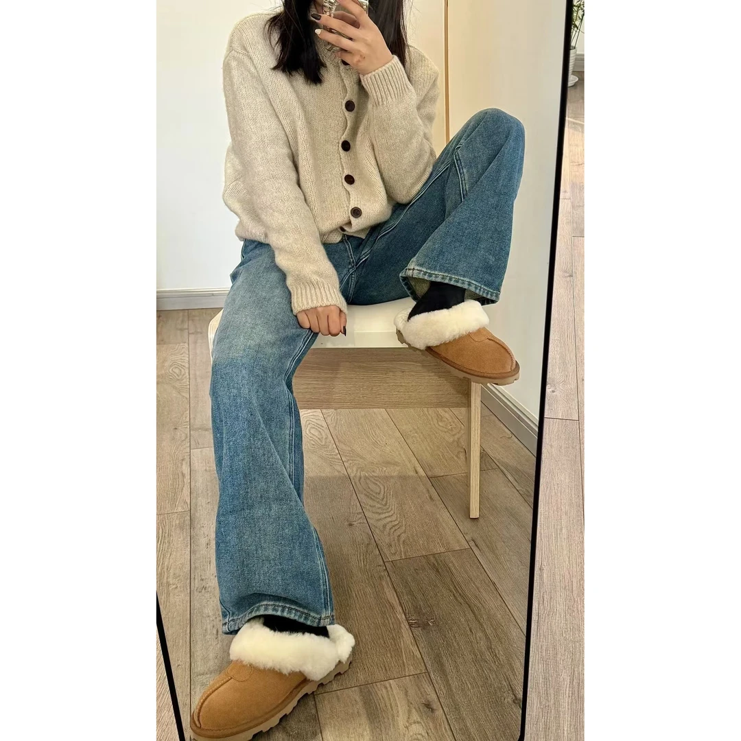 桑坡皮毛一体星拖薄底雪地靴显瘦休闲百搭秋冬雪地时尚女士