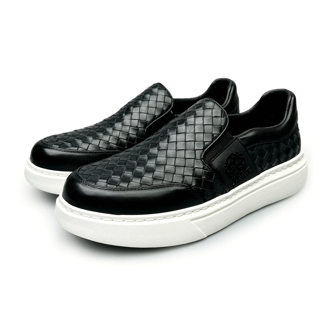 BOTAGER VIENCA/【秋季新款】编织全皮时尚休闲板鞋男士低帮百搭