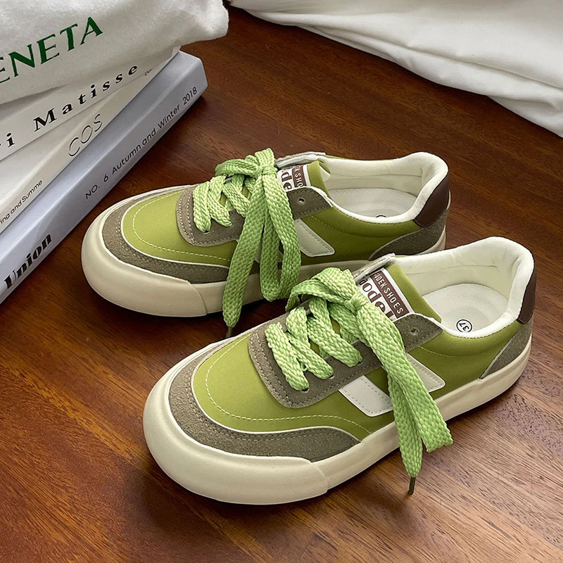 果绿色低帮时尚青春潮流3253百搭学院系带新款港风款小众休闲板鞋