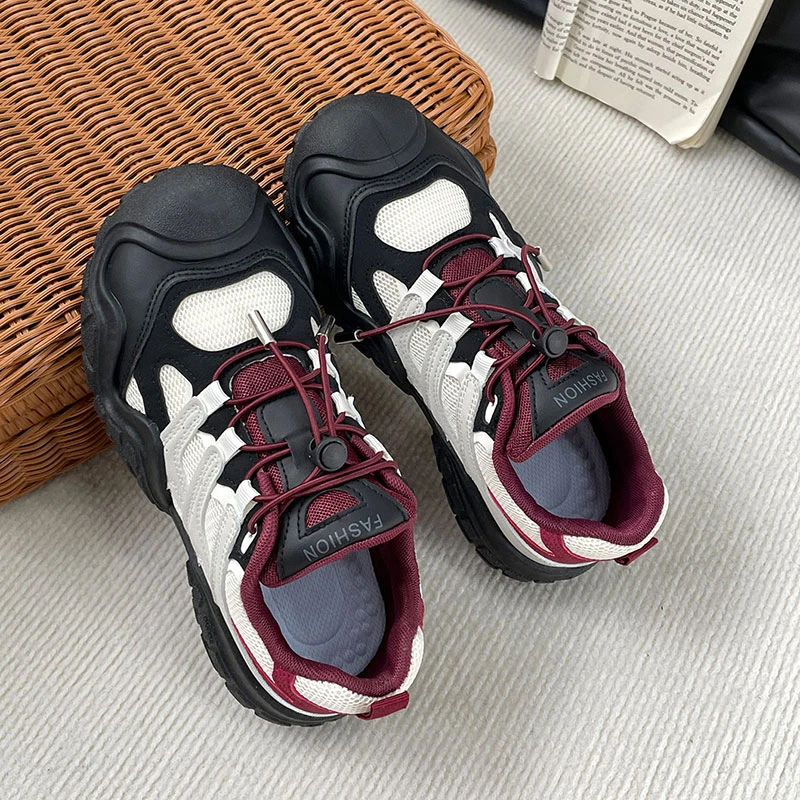 米白色低帮时尚1696学院系带港风休闲款青春潮流网面透气休闲板鞋