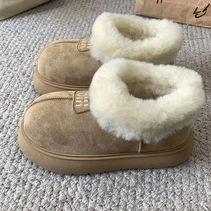 杏色时尚青春厚底小众加绒新款港风潮流3417百搭学院休闲款保暖鞋