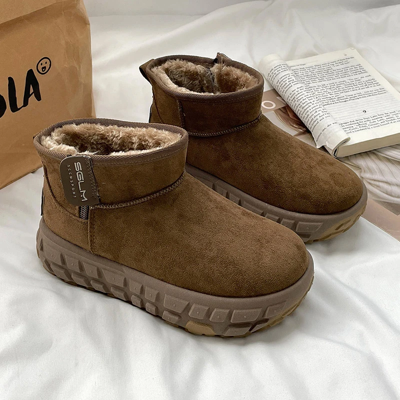 黑橄榄色时尚青春潮流3419百搭厚底学院加绒款新款港风休闲保暖鞋