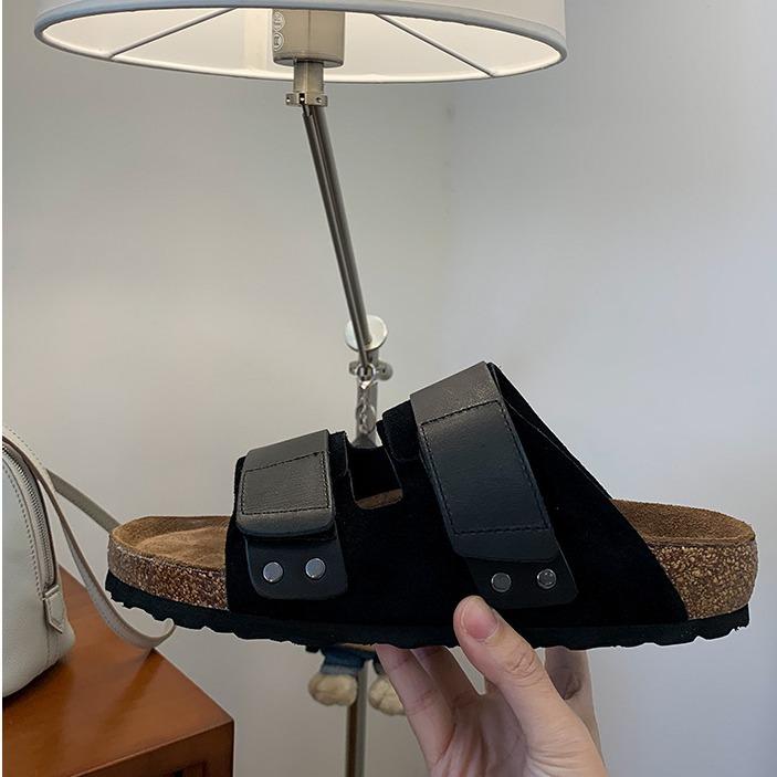 2024夏季时尚休闲百搭外穿厚底防滑平底韩版网红情侣ins勃肯鞋