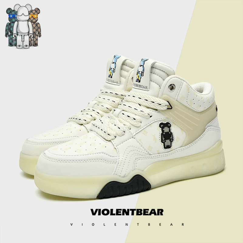 暴力熊潮流轻奢男男女情侣款百搭高帮板鞋时尚休闲鞋