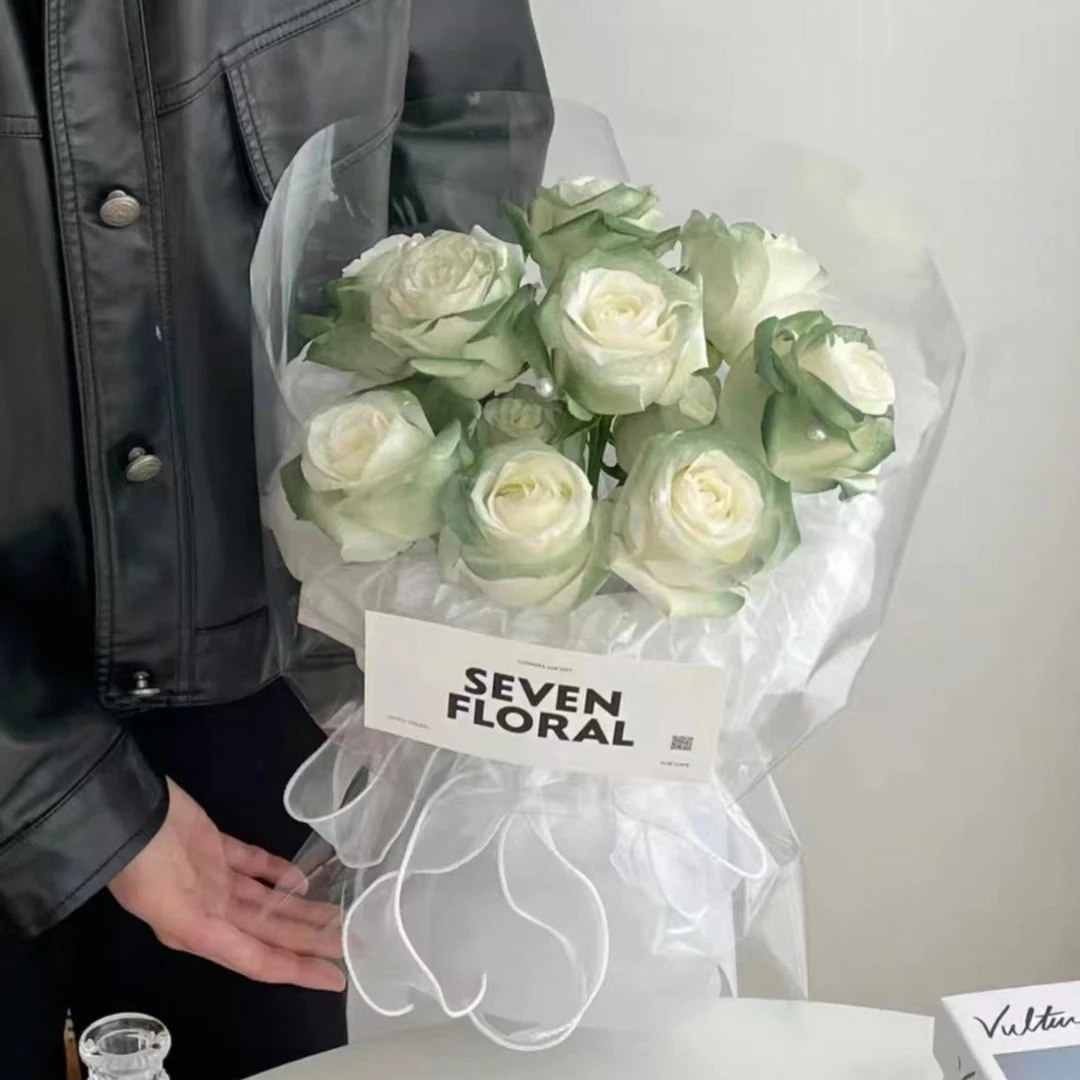 【春水碧于天】11枝苏格兰绿玫瑰花束送爱人送朋友春日小清新花束鲜花小时达同城配送