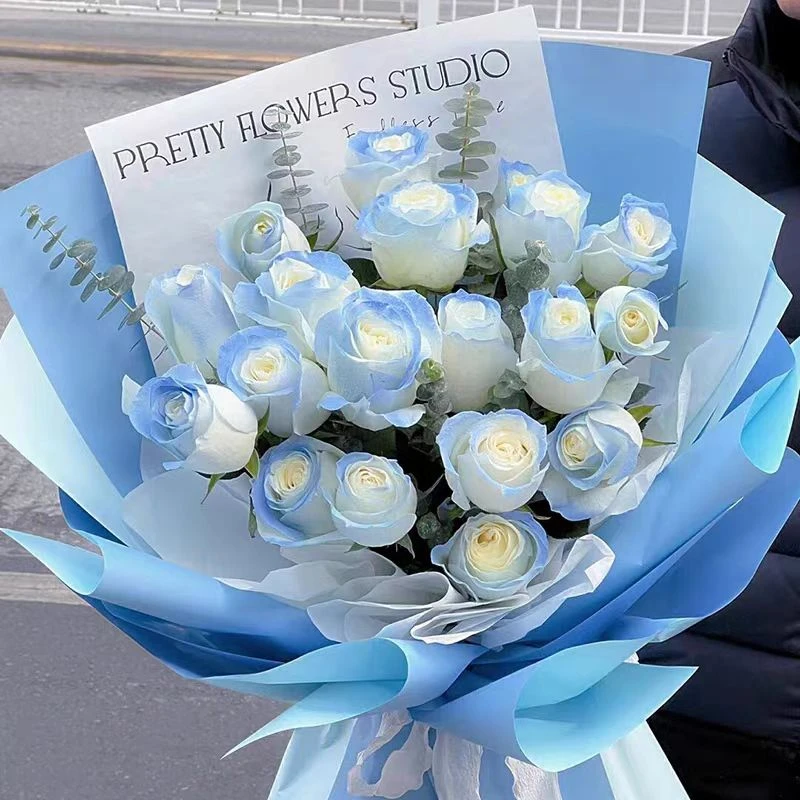 【夏洛的天空】19枝碎冰蓝玫瑰花束送朋友礼物父母生日花束鲜花小时达同城配送