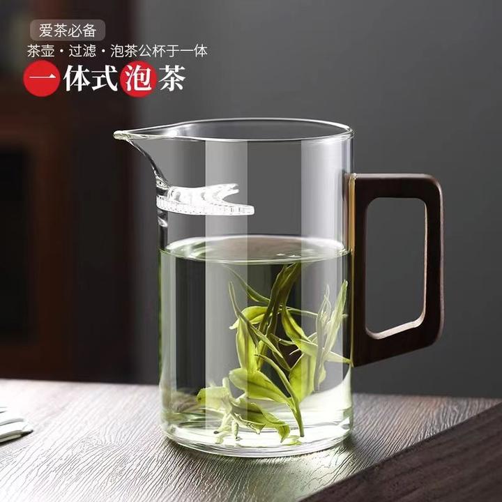 家用玻璃泡茶壶泡茶器月牙杯过滤茶杯绿茶分茶器耐热月牙公道杯
