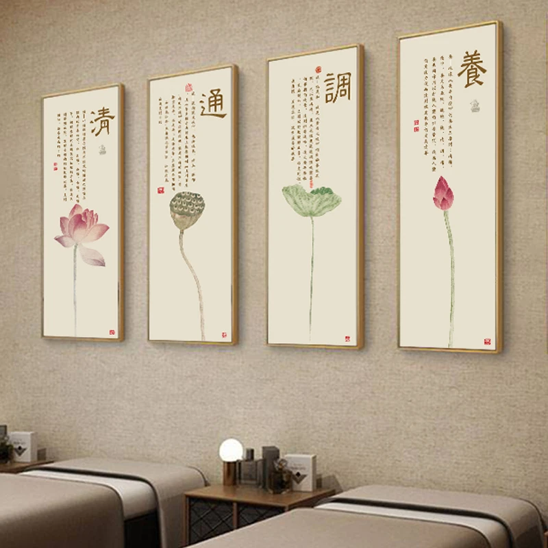 中医养生馆装饰挂画肩颈拔罐经络足疗墙面背景墙壁会所理疗海报图