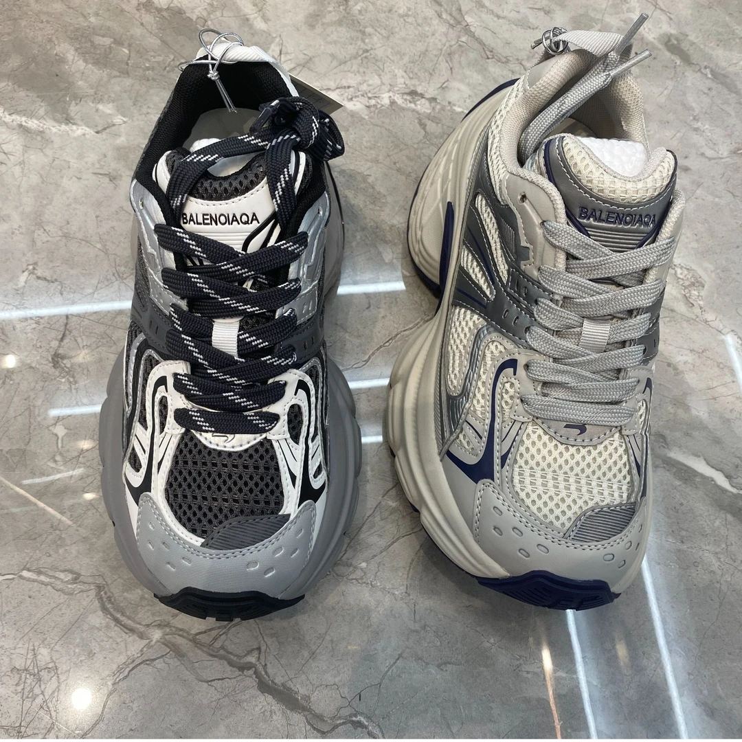 真皮网面老爹鞋女2024夏季新款小个子6cm增高厚底透气休闲运动鞋