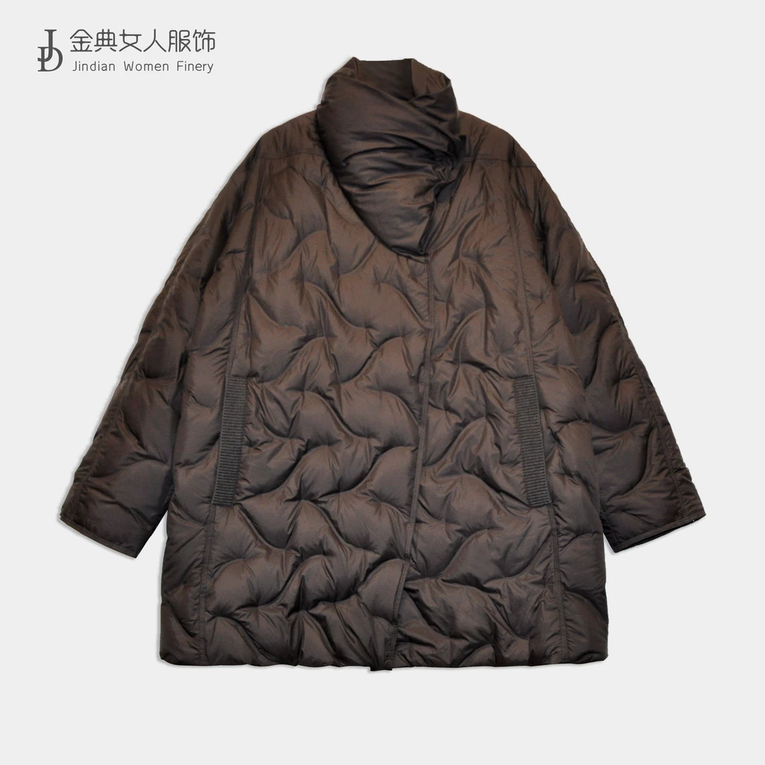 秋冬轻盈气质拉链休闲羽绒服    中年妈妈百搭复古显瘦女外套8584