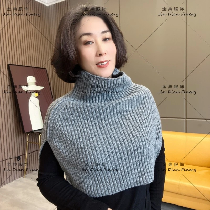 围巾女秋冬新款时尚外搭套头 纯色脖套保暖针织披肩524