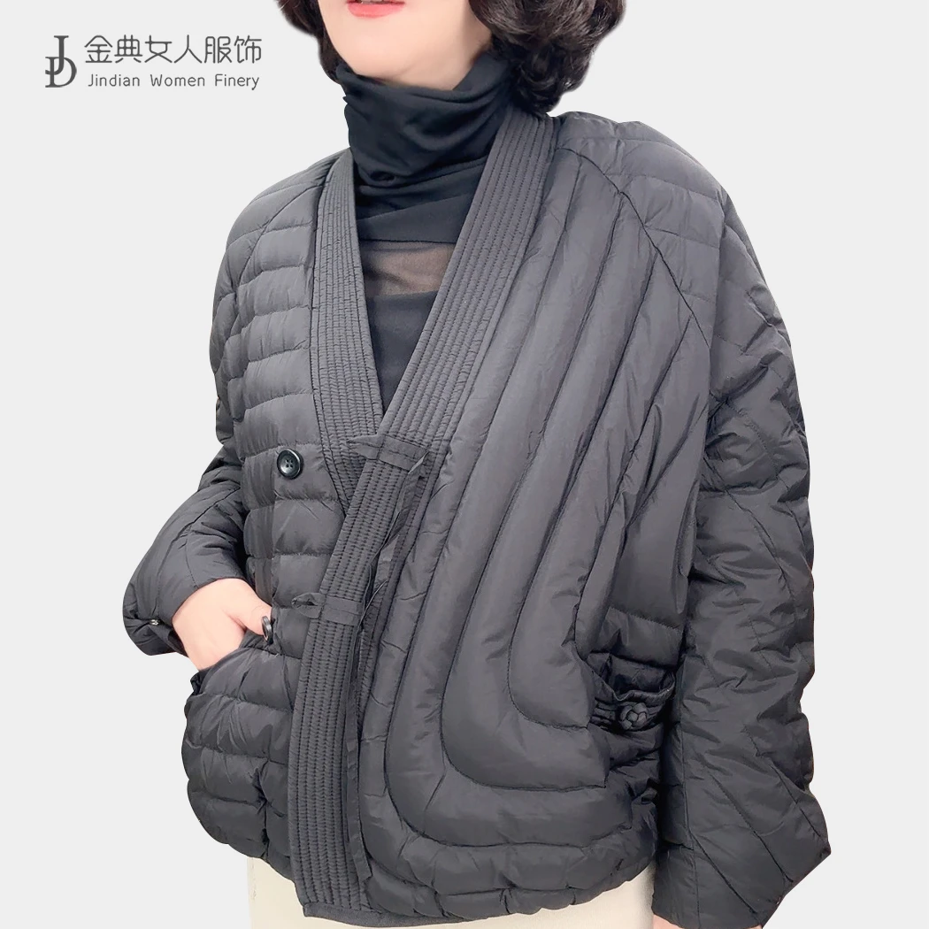 秋冬新汉元素白鸭绒洋气羽绒服  保暖羽绒服休闲显瘦女士外套8129