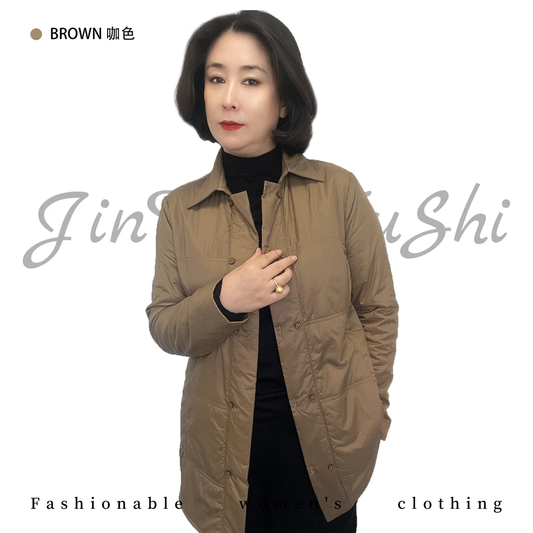 秋款微薄双排扣双兜棉服外套   百搭简约休闲时尚女款大码上衣132