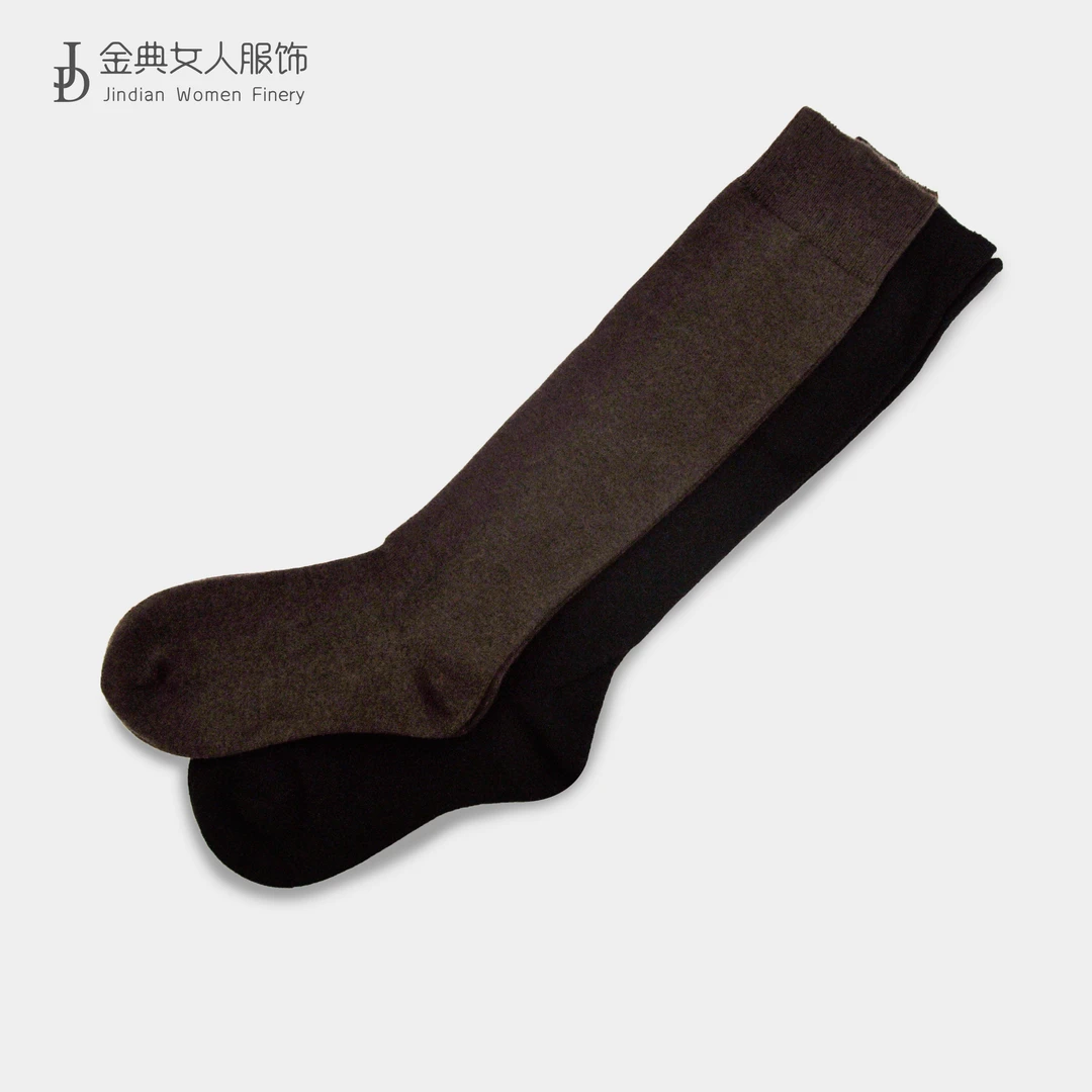 素色平纹羊毛小腿袜 中年妈妈日常休闲时尚百搭减龄女长袜2832