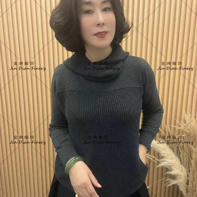文艺连帽纯色针织衫 中年妈妈设计师减龄长袖连帽外套上衣908