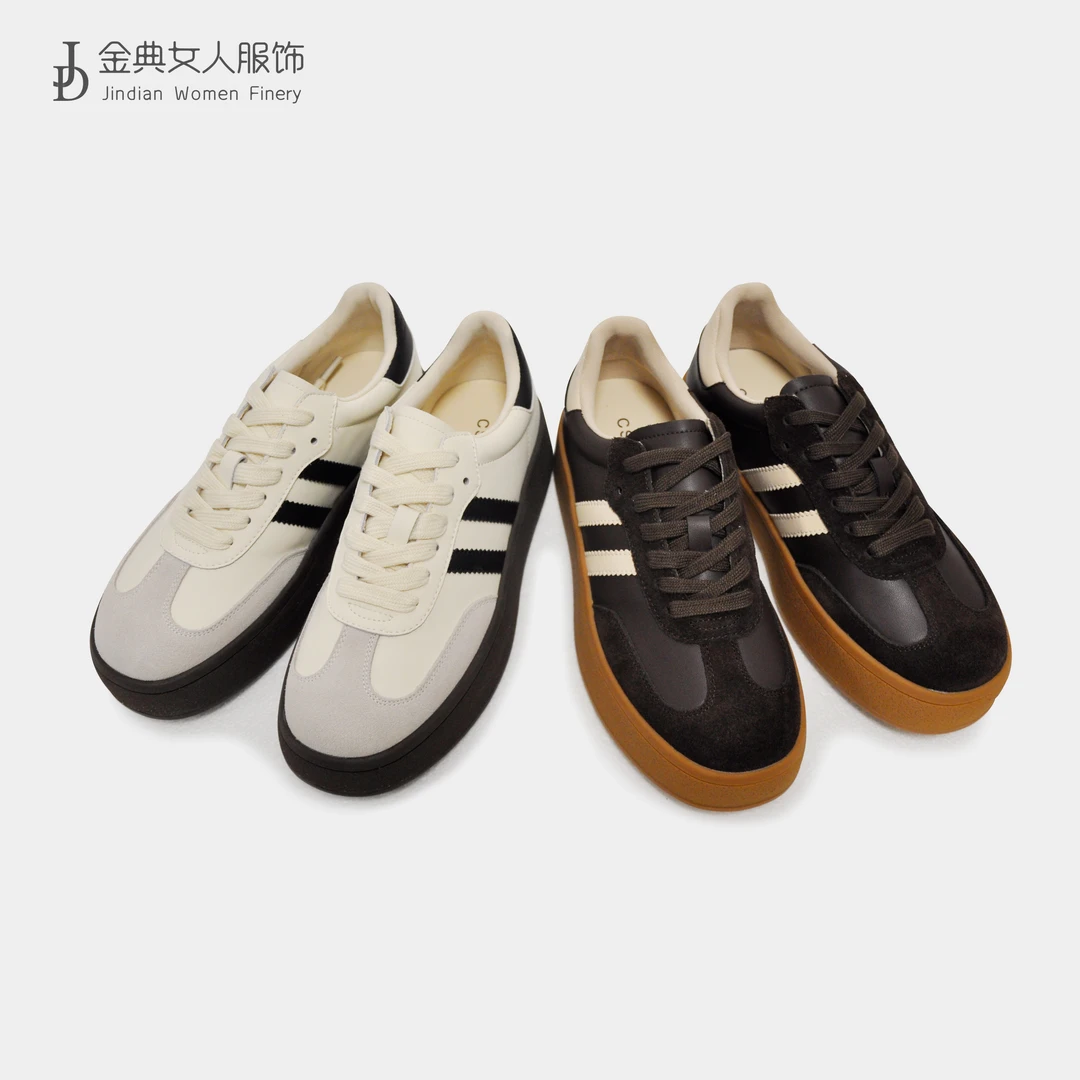秋季复古厚底系带真皮德训鞋     中年妈妈百搭时尚休闲女鞋33-86
