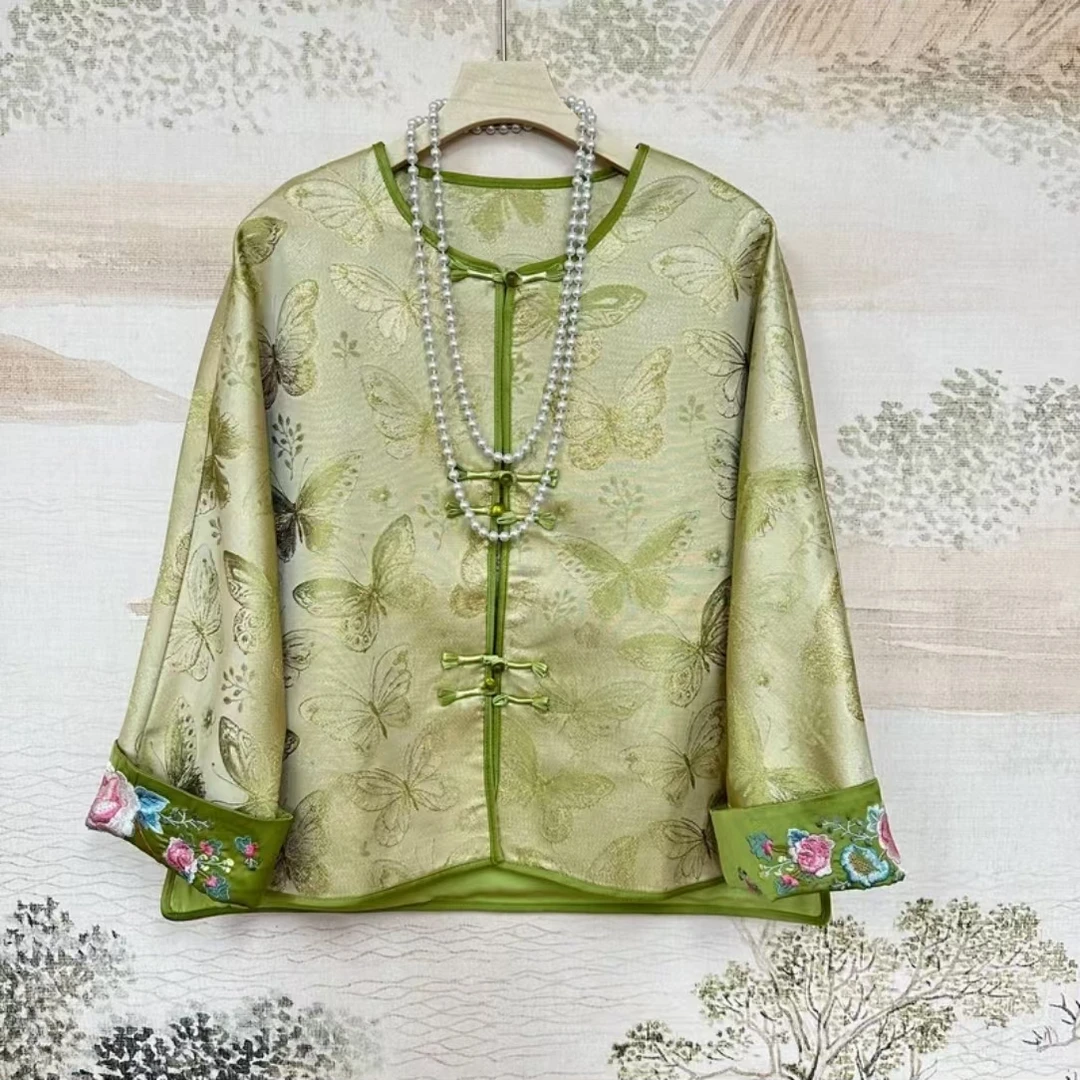 031{梦幻蝴蝶}  新中式盘扣重工刺绣提花时尚复古气质上衣外套