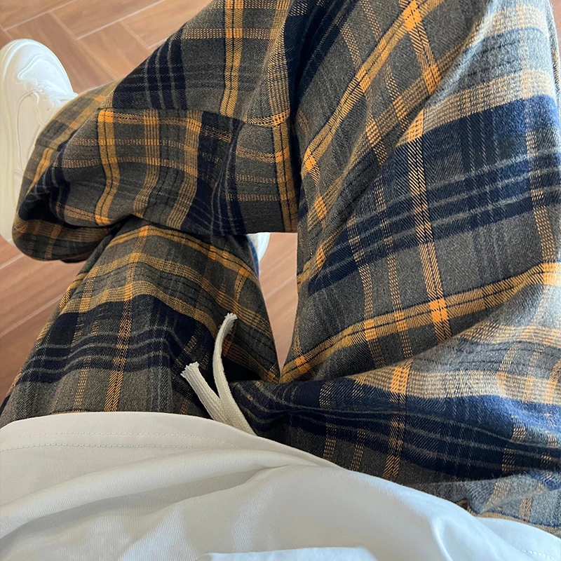 孕妇格子裤秋冬外穿加绒加厚直筒休闲宽松阔腿长裤春秋款百搭潮妈