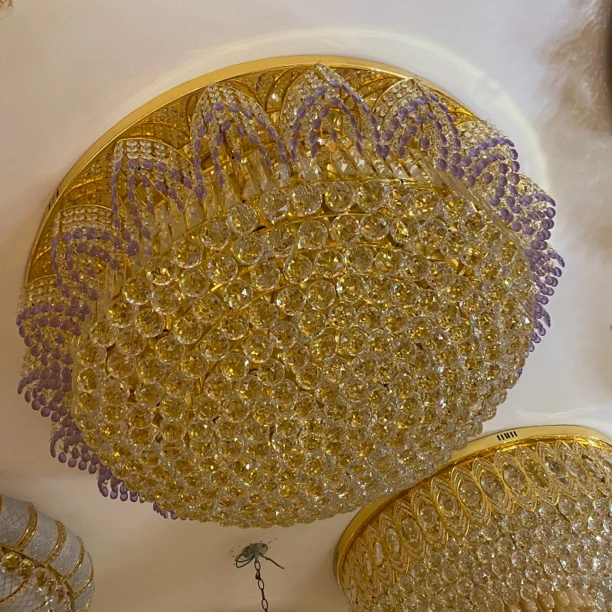 欧式大气水晶灯圆形客厅卧室餐厅LED吸顶灯现代简约灯具手工轻奢