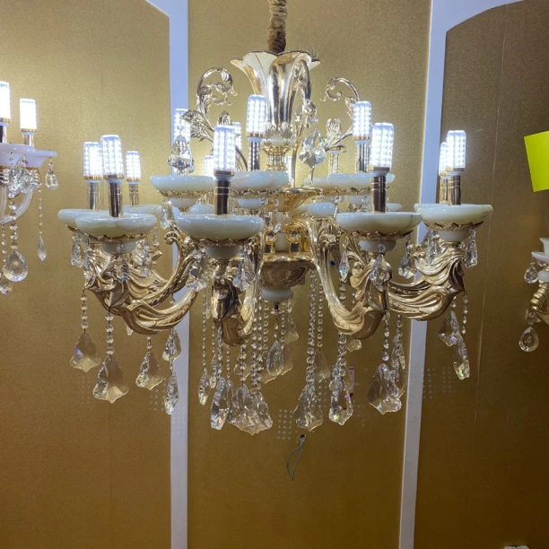 欧式水晶吊灯客厅卧室餐厅大气玉石灯具美式轻奢复古法式家用别墅