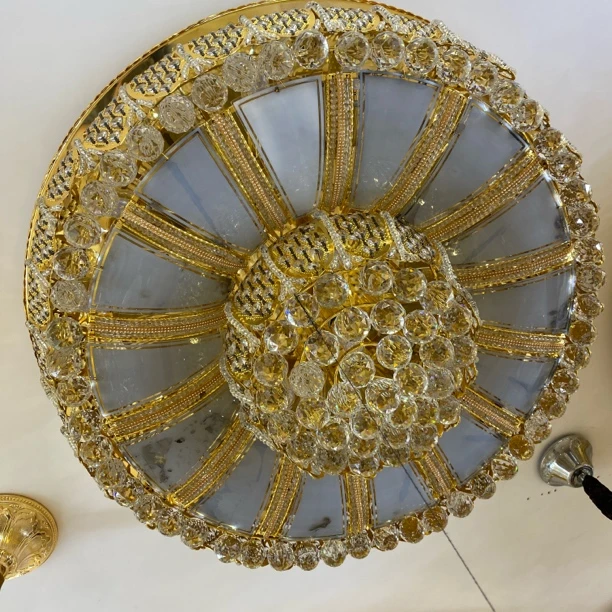 圆形水晶吸顶灯现代简约客厅餐厅灯具美式轻奢时尚落地复古法式