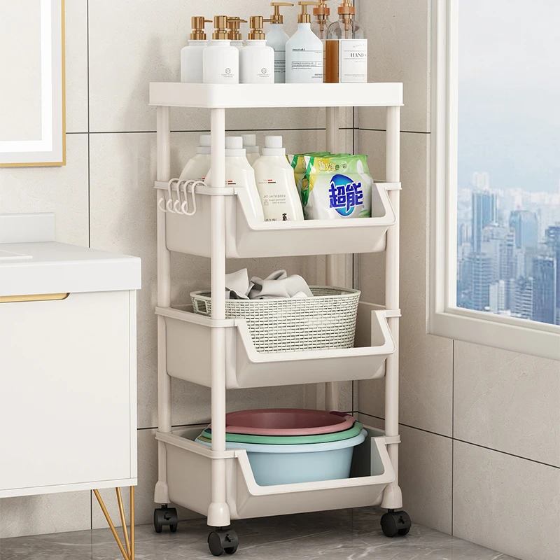 卫生间置物架浴室厕所洗手间夹缝收纳架落地置物柜可移动储物架
