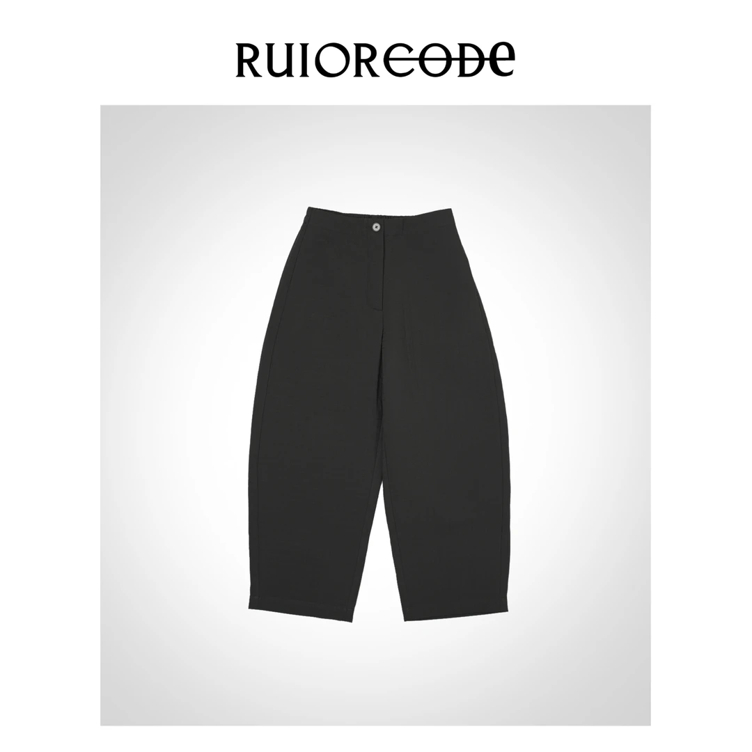 【RUIORCODE】小方格半松紧腰茧型夹薄棉棉裤  理性消费