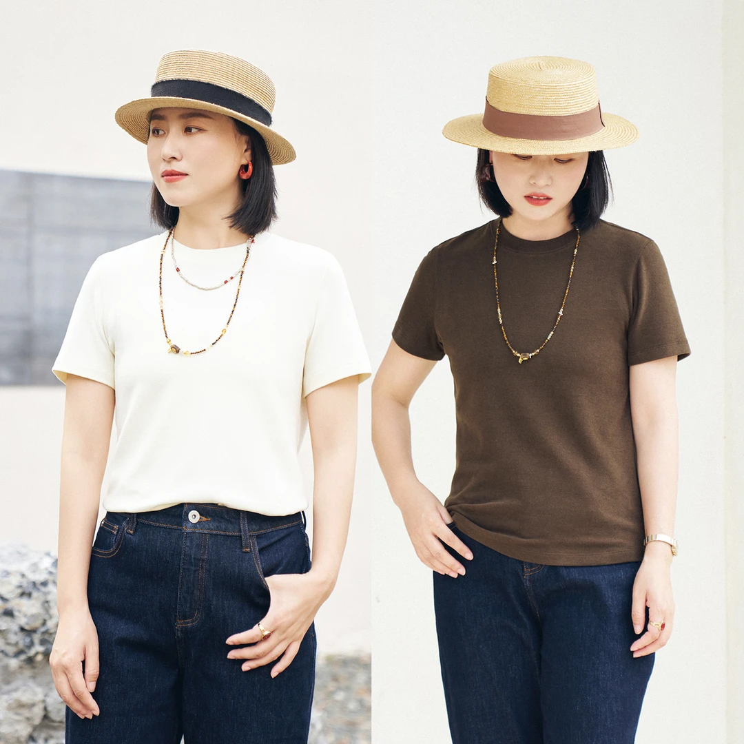 梭家｜年轻的微风｜重磅秋季单品 两色圆领针织T恤百搭短袖上衣