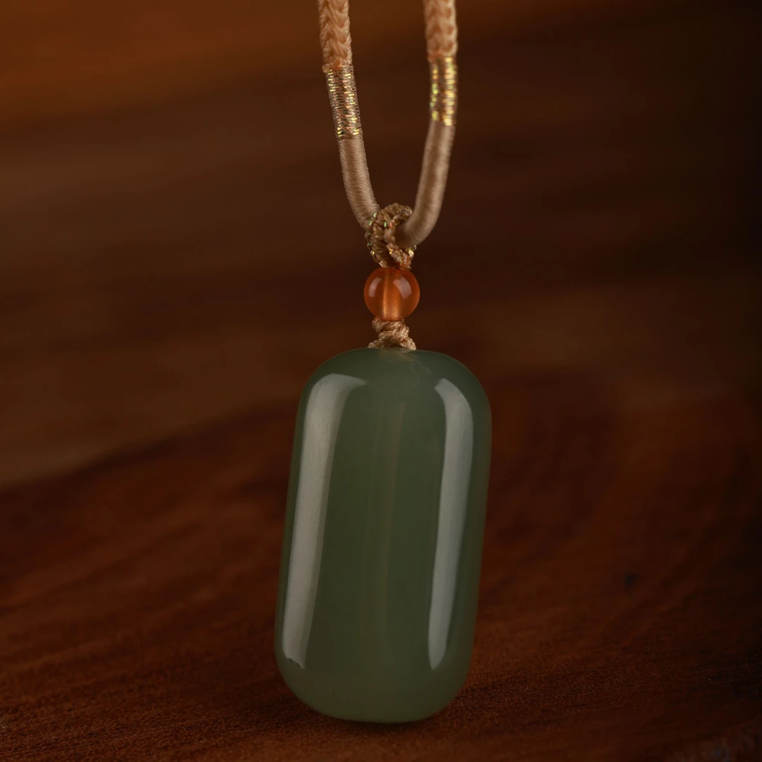 和韵 | 天然和田玉面包牌双鼓双面吊坠15*28-六六直播专属