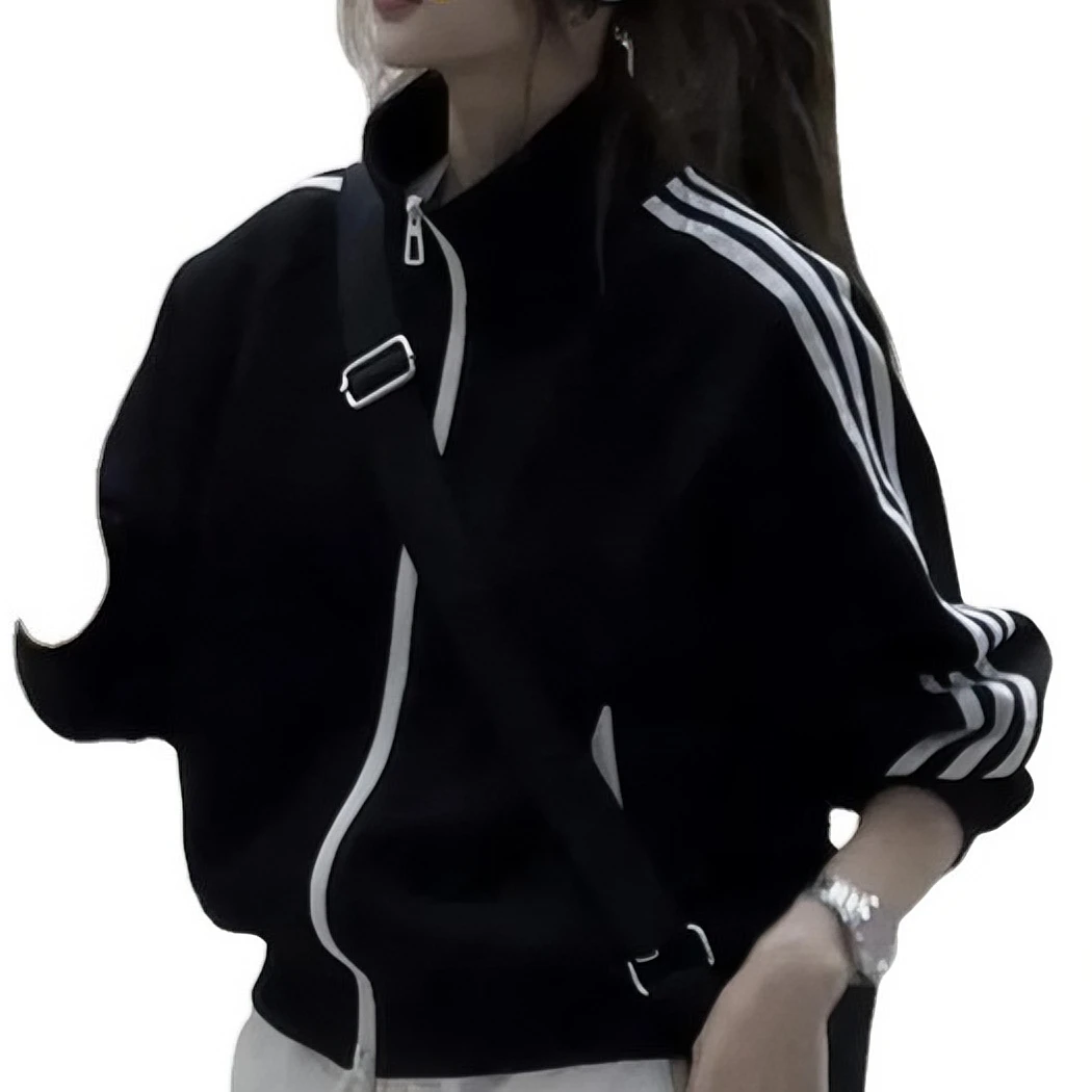 2024新款秋冬韩版开衫外套女针织复古酷炫显瘦立领卫衣宽松棒球服