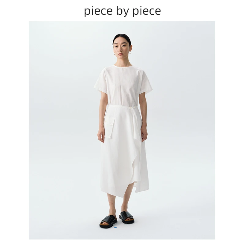 piece by piece 环保天然结构式宽松纯色极简A字连衣裙