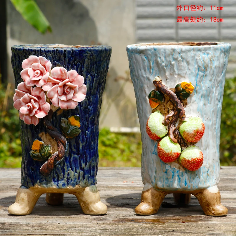 手工手捏花盆 陶瓷多肉花盆 老桩盆拼盘群生盆肉肉盆精美制作复古