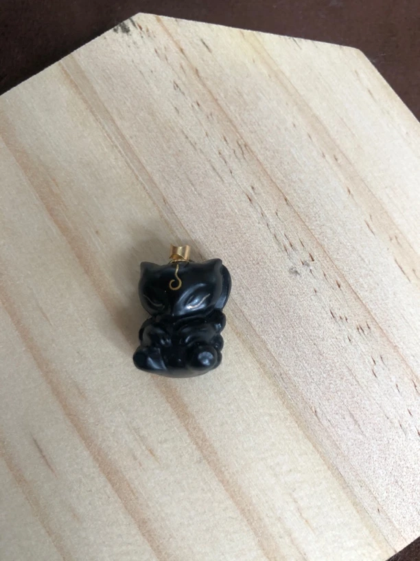 和田玉，默玉精品挂小狐狸，镶嵌18K金