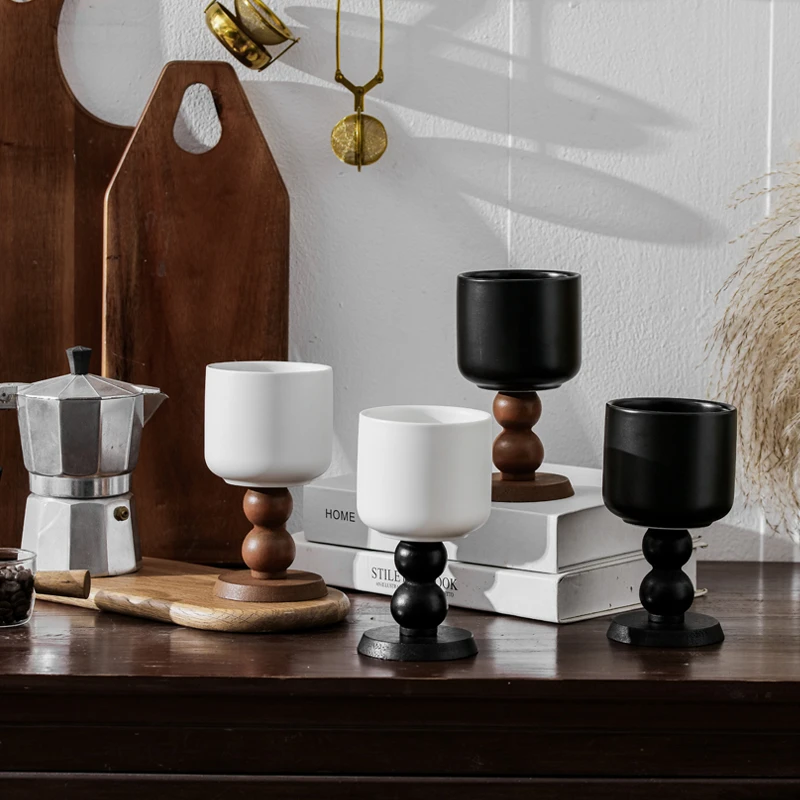 新款创意高脚雪糕杯陶瓷甜品杯可爱下午茶高脚杯饮品杯小众复古杯