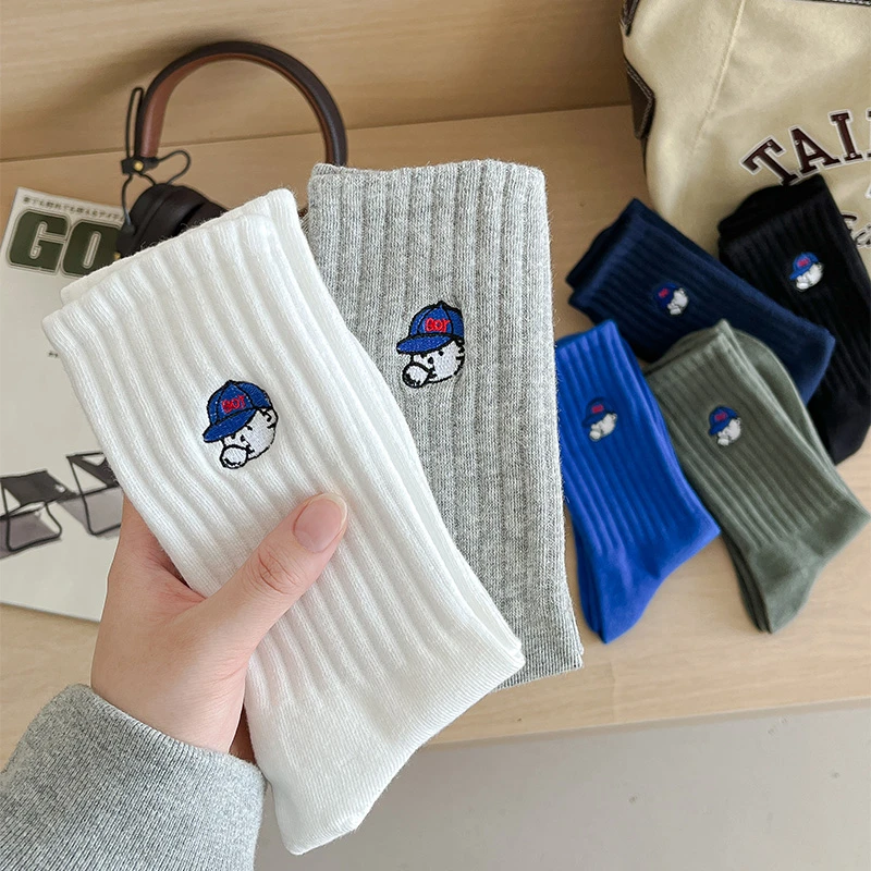 纯棉100%男袜子青少年男款中筒春夏季吸汗防臭长筒袜学生运动男士